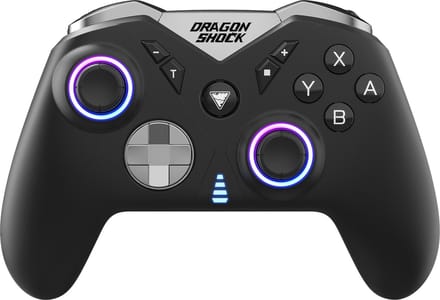 DragonShock - NEBULA PRO - Zwarte gamingcontroller met peddels Bluetooth compatibel met Nintendo Switch/Switch Lite/Switch OLED/PS3/PC/Android - RGB - 6-assige sensor - Turbomodus - 550mAh