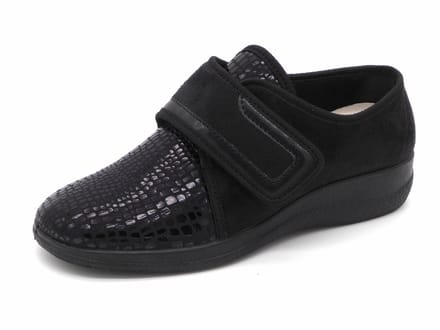 Fischer Dames Stretch Pantoffel - 18411-222 Zwart - Maat 38