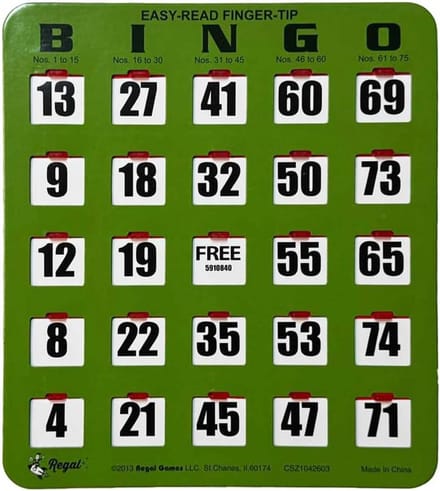 Grote Print Bingo Kaarten met Schuifbare Markering - Makkelijk Lezen voor Slechtzienden
