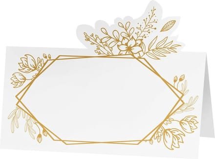 Chaks Naamkaartjes/plaatskaartjes - 6x - Bruiloft/verjaardag - wit/goud - 8 x 6 cm