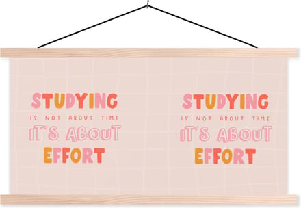 Posterhanger incl. Poster 150x75 cm - Schoolplaat - Studeren - Tijd - Spreuken - Student - Textielposter - Blanke latten