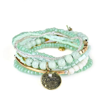 Jomide Armbandjes set - Bohemian Vintage - Lichtgroen
