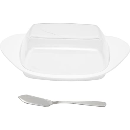 Beurrier en forme de bateau avec couvercle Boîte à découper le beurre en PP de qualité alimentaire pour Chess Cuisine Maison(blanc ) white