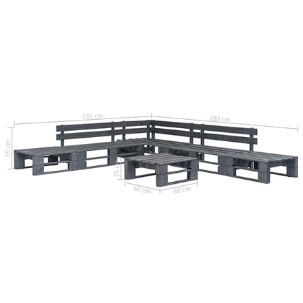 vidaXL - 6-delige - Loungeset - pallet - hout - grijs