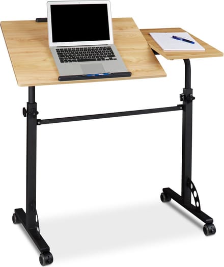 laptoptafel op wielen - verstelbaar - 110 x 100 x 50 cm - laptopstandaard - natuur