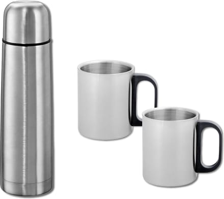Discountershop® RVS Thermosfles 1.0 liter met 2 bekers