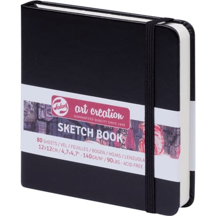 Schetsboek Talens Art Creation 80 witte vellen 140gr 120x120mm zwart
