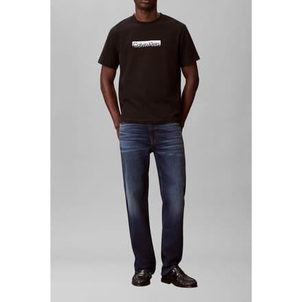 Calvin Klein Ss 20s Tonal Metallic Tee Black Größe: XL | Basic T-Shirts Outlet | Herren | Schwarz