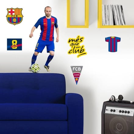 FC Barcelona Iniesta - Muursticker - 70 x 50 cm - Multi