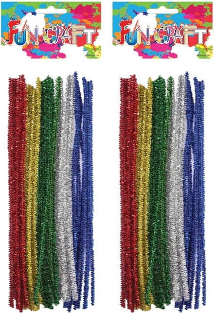 Chenille draad - 120x stuks - glitter 5 kleurenmix - Buigbaar draad - 30 cm - Knutselen hobby