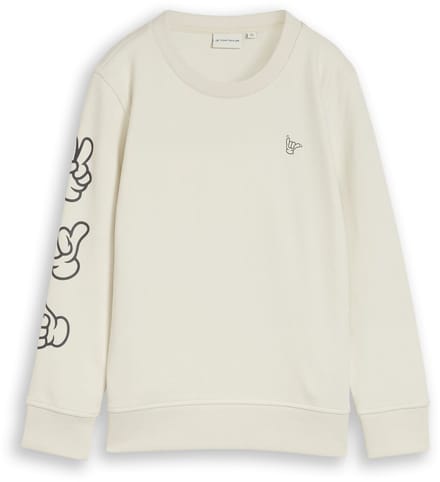 Tom Tailor - Basic sweatshirt met print - Maat 92/98 - greyish white