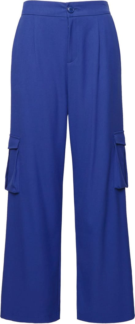 Studio Untold - Dames - Cargobroek hoge taille wijde pijpen cargozakken - Indigo - Maat 44