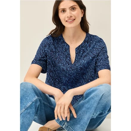 Gedessineerde blouse met gespleten hals