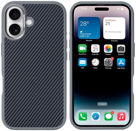 Rixus Mag Carbon With MagSafe For Apple iPhone 16 Titanium Grey