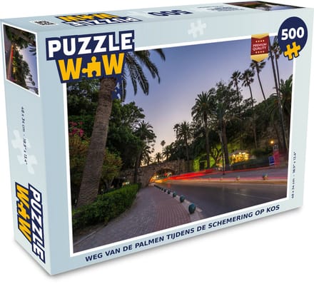 Puzzel Weg van de Palmen tijdens de schemering op Kos - Legpuzzel - Puzzel 500 stukjes