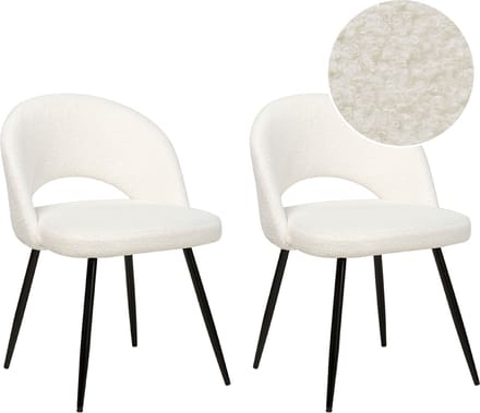 ONAGA II - Eetkamerstoel set van 2 - Wit - Bouclé