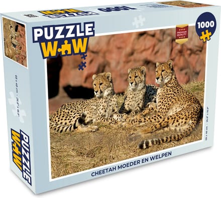 Puzzel Cheetah moeder en welpen - Legpuzzel - Puzzel 1000 stukjes volwassenen