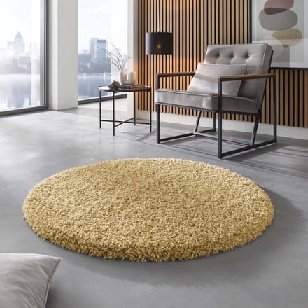 Rond hoogpolig vloerkleed - Shaggy Prime goud 120