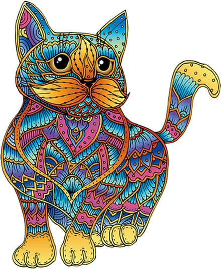 Eureka houten legpuzzel Kat - kleurrijke 2D puzzel 99 stukjes.
