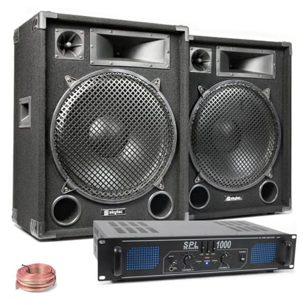 SkyTec MAX15 met SPL1000 versterker - 1000W complete installatie