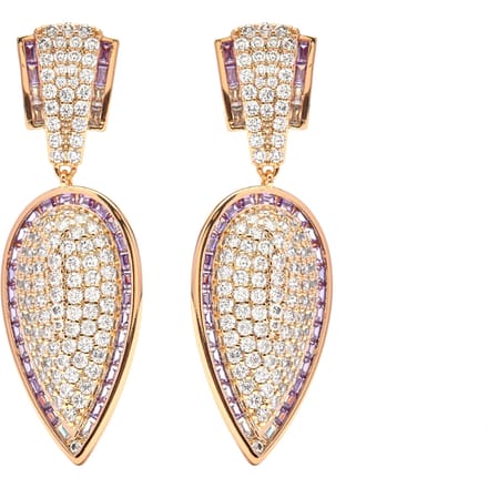 Boucles d'oreilles - LUXENTER - Halek - Or jaune 18k - Améthyste naturelle - Zirconia jaune