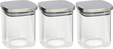 Gerim - Voedsel/etenswaren 3x voorraadpotten 1100ml glas en RVS deksel