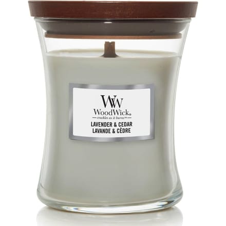 WoodWick Hourglass Medium Geurkaars - Lavender & Cedar - 60 branduren