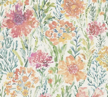 BLOESEM WEIDE BEHANG | Floraal - Meerkleurig Wit Rood - A.S. Création Aquarell Dreams