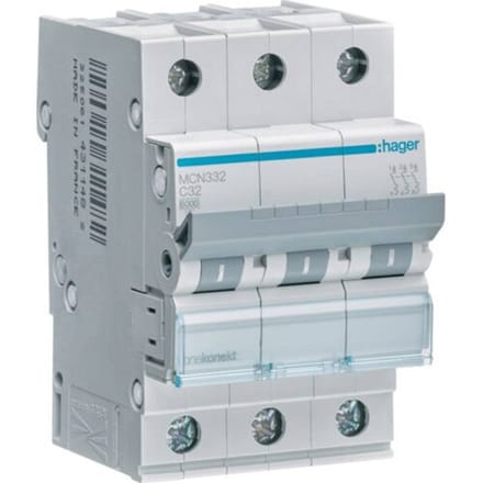 Hager MCN332 MCN332 Zekeringautomaat 3-fasig 32.0000 A 230 V, 400 V