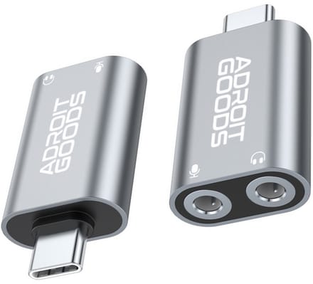AdroitGoods USB-C naar Dubbele 3.5mm Hoofdtelefoon Splitter - Splitter voor Type-C Devices - Grijs
