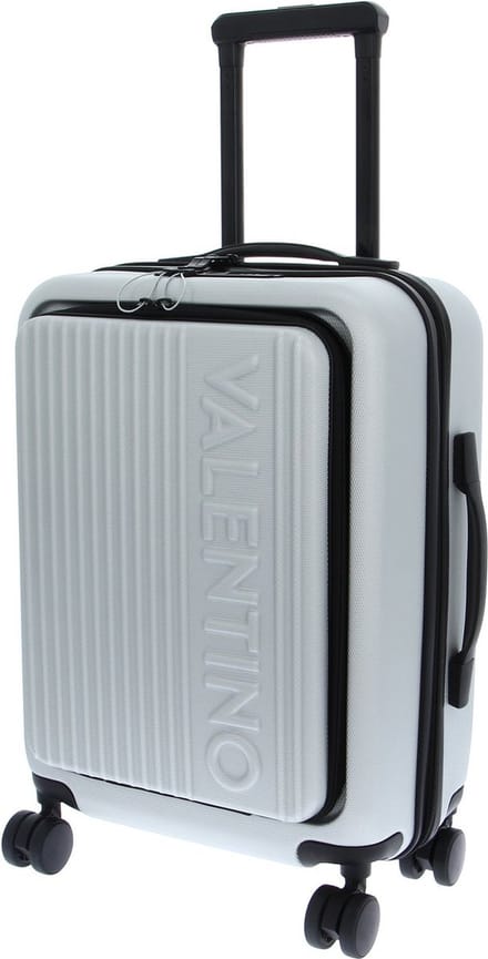 VALENTINO Trolley Explorer Carry On Suitcase Silver Zilverkleurig 53cm