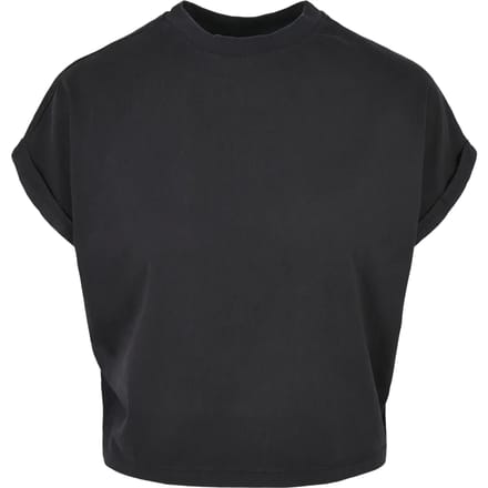 Urban Classics - Short Pigment Dye Cut On Sleeve Dames T-shirt - XL - Zwart