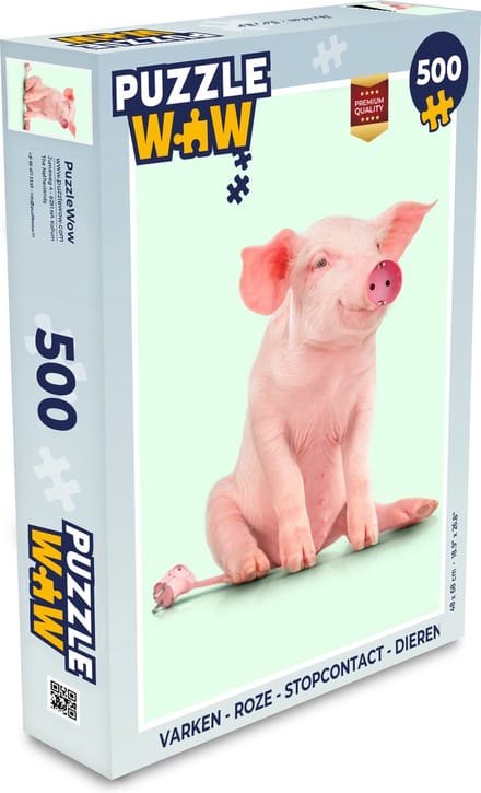 Puzzel Varken - Roze - Stopcontact - Dieren - Legpuzzel - Puzzel 500 stukjes