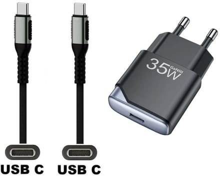 OneOne 35W snellader + 0,25m sterke USB C naar C kabel. GAN lader. PD PPS oplader adapter past op Kobo (Rakuten) eReader Elipsa, Elipsa 2E, Sage, Libra 2, Libra Colour, Clara 2E, Clara Colour, Clara BW - Kindle (Amazon) Scribe