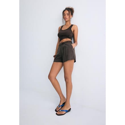 Stradivarius Soepelvallende short met riem  Bruin 32