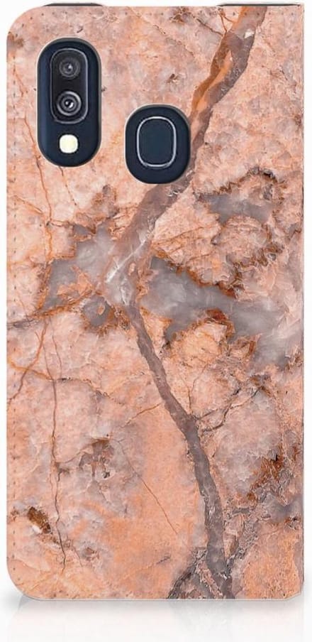 Samsung Galaxy A40 Standcase Marmer Oranje