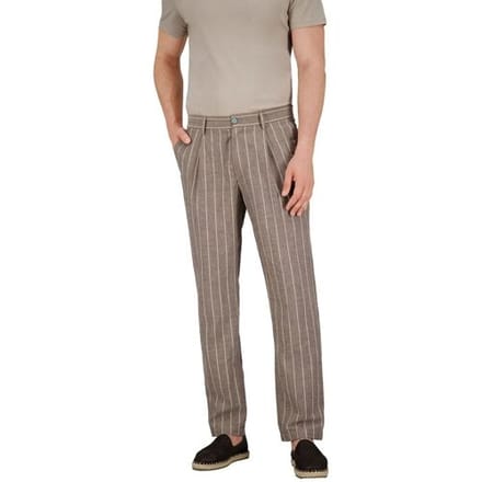 Gardeur Broek Noto Lightweight Summerly Touch Linnen Stripe Licht Bruin / male
