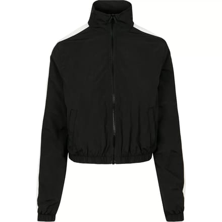 Urban Classics - Short Striped Crinkle Trainings jacket - XS - Zwart/Wit