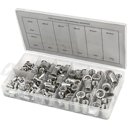 HBM 150 Delig Blindklinkmoeren Assortiment Aluminium
