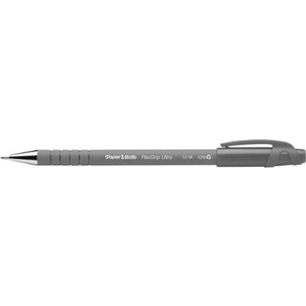 Paper Mate Flexgrip Ultra-balpennen met dop | Medium punt (1,0 mm) | Zwart | 12 stuks