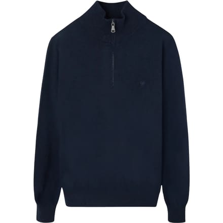 Hoge col 1/4 zip in gemêleerde wol Silbon