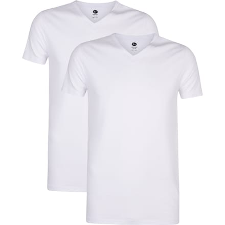 Petrol Industries T-Shirts Heren 2-Pack - V-Hals - Korte Mouwen - Katoen-Elastaan Mix - Effen Design - Multipack van 2 stuks - Wit - Maat S