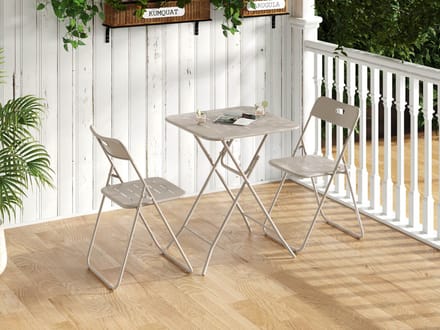 PHOEBE CAT Tuinset - Klaptafel + 2 klapstoelen - Bistroset - Metalen frame - Beige