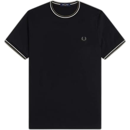 Fred Perry Twin tipped t-shirt - black ecru laurel wreath green