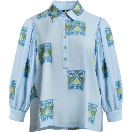 Dames langemouwen blouse met parelknopen Mat Fashion