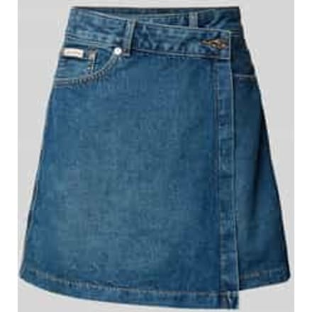Jeansrok in wikkellook met labeldetail