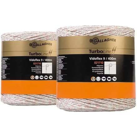 Gallagher Duopack Vidoflex 9 TurboLine Plus Wit (2x400m) - Voor krachtige afrasteringsoplossingen