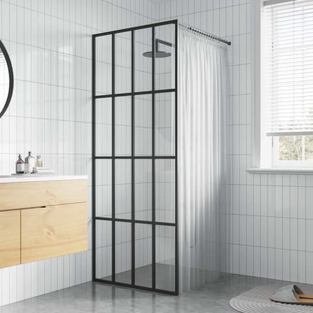 vidaXL - Inloopdouchewand - 90x195 - cm - transparant - gehard - glas