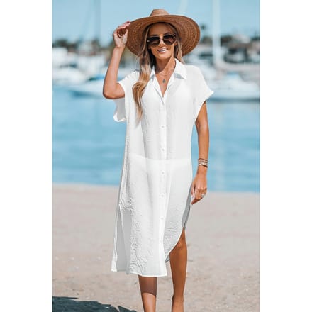 Buttoned Cover-Up Midi Dress