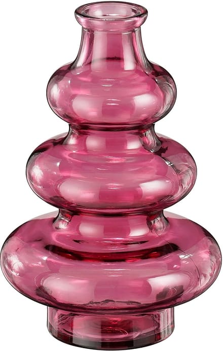 Mica Decorations Bloemenvaas Sira - transparant glas - roze - D14,5 x H22 cm - vaas - sierlijk model